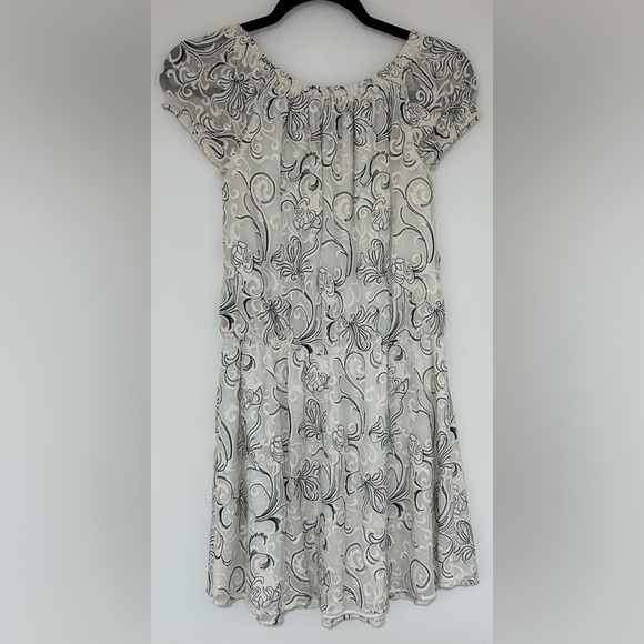 Alice + Olivia Embroidered Silk Off Shoulder Janell Dress Black and Creme Size 2 - Picture 5 of 12